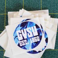 Stack of GVSU stickers